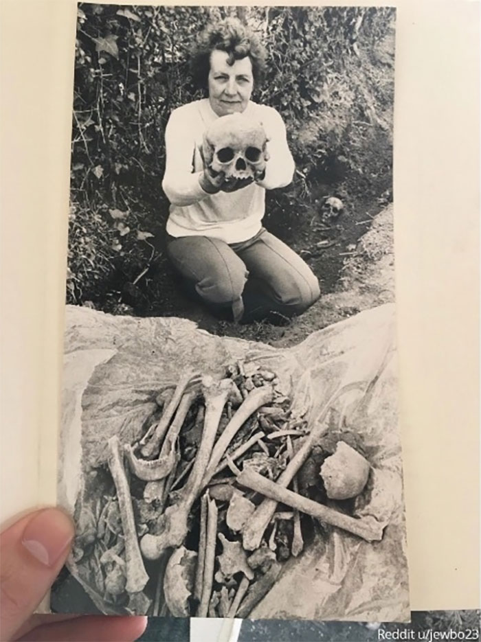 “Mi tía me contó casualmente que una vez encontró una tonelada de esqueletos en su jardín”.