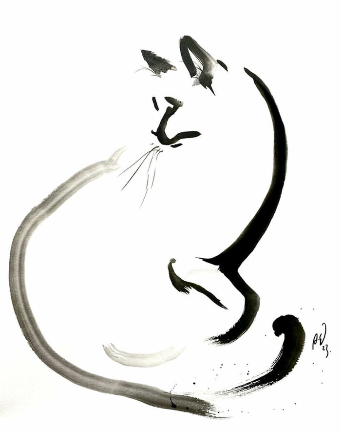 I Create Minimalist Cat Paintings