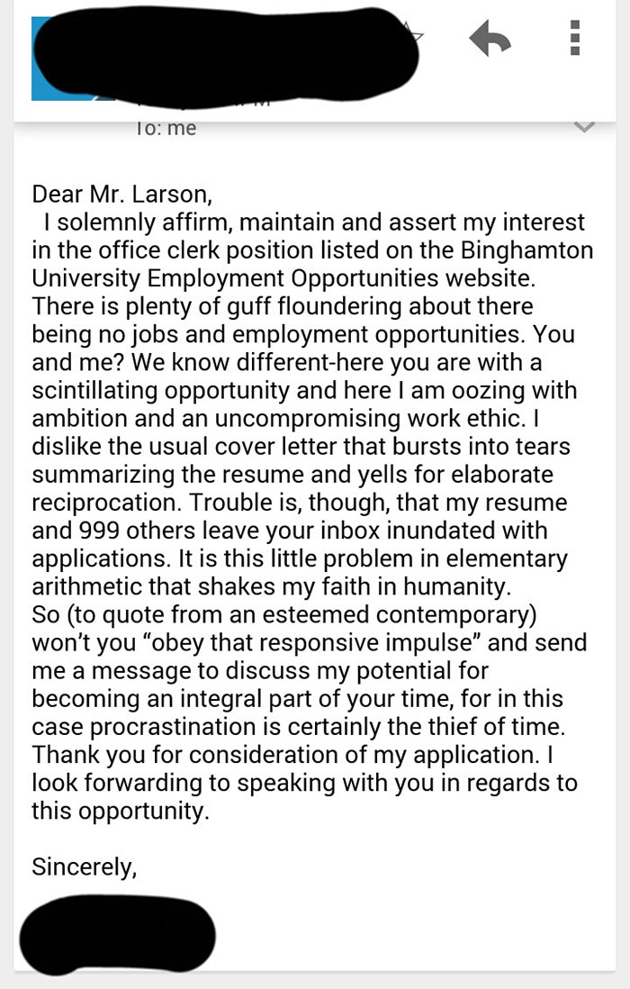 This Is My Friend's Boyfriend's Cover Letter For His Resume. He Has No Idea Why He Never Gets Called Back