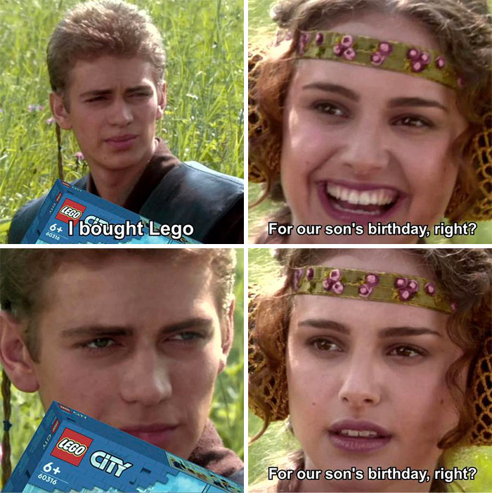 birthday meme about lego present