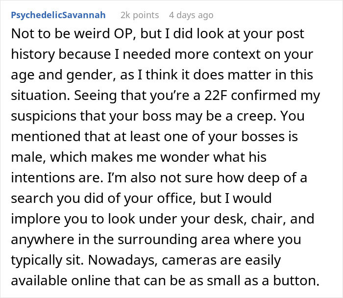 Boss Hides A Camera In New Hire’s Office, Doesn’t Realize She Found It On Day 1 After His Oddly Specific Remarks Roused Her Suspicions Boss Hides A Camera In New Hire’s Office, Doesn’t Realize She Found It On Day 1 After His Oddly Specific Remarks Roused Her Suspicions