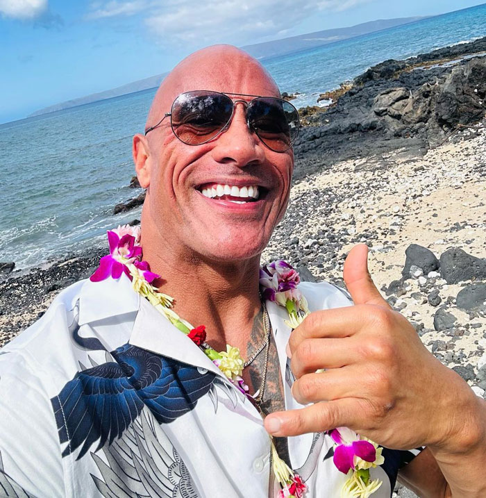 Dwayne 'The Rock' Johnson smiling in the beach 