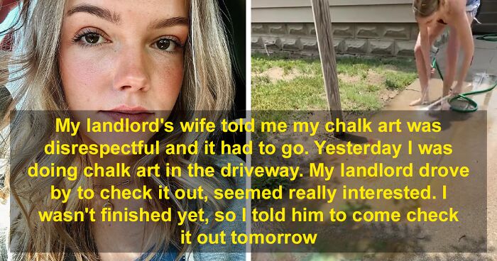 Landlord’s Wife Enraged By Tenant’s Chalk Artistry Asks Her To Wash It Off, Tenant Stands Her Ground