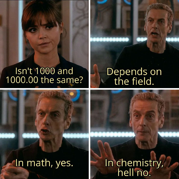 Chemistry and Math meme about 1000 