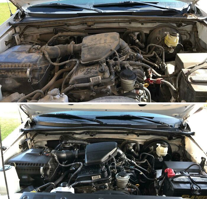 Cleaning The Engine. Before And After