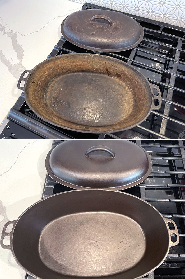 My Great-Great Grandmother's Cast Iron Dutch Oven, Circa 1880. Before And After Cleaning, And Seasoning
