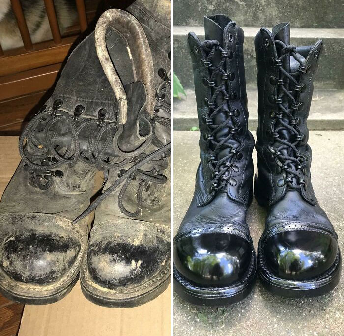 Before And After Of Some Corcoran Jump Boots That I Refurbished