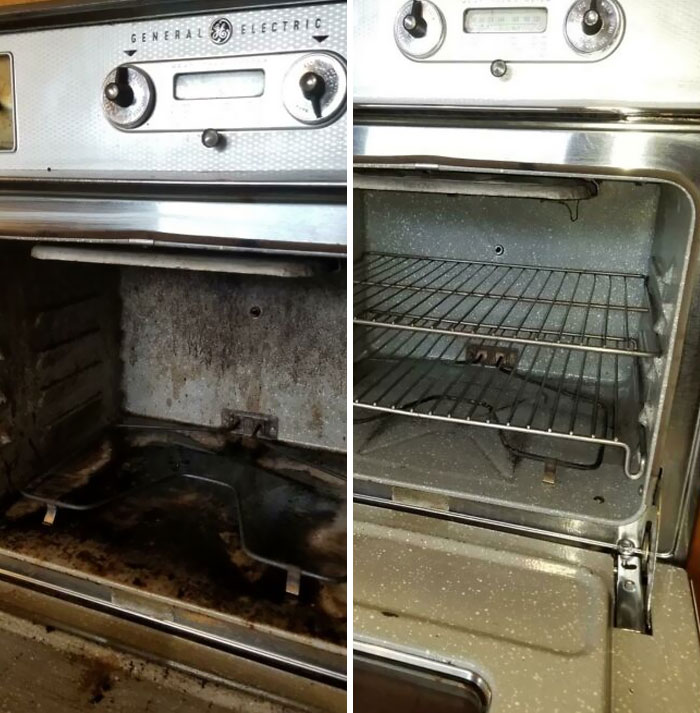 Before And After Cleaning The Oven After Renters Moved Out