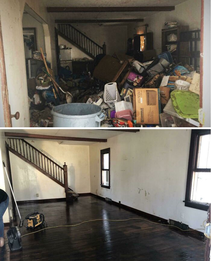 Before And After Of A Hoarders' House We Cleaned Out. Ready To Renovate