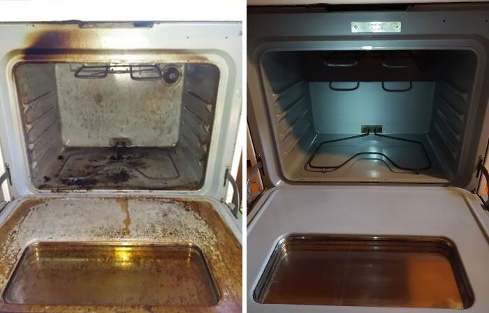Before And After Cleaning An Old Oven. Pretty Sure The Previous Renters Never Cleaned It