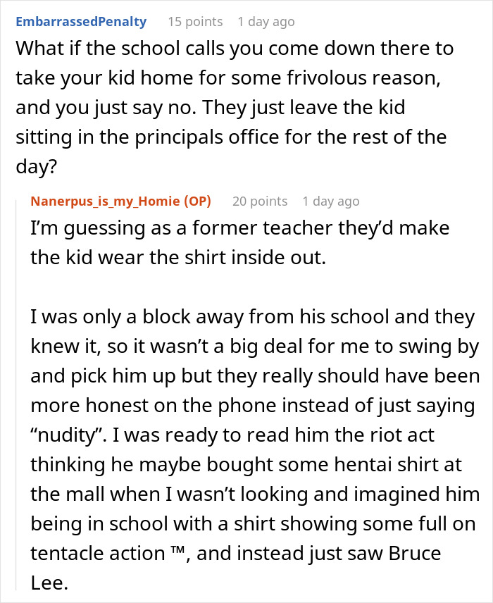 “He’s Wearing A Shirt That Shows Nudity”: Mom Maliciously Complies With Her Son’s School Dress Code After He’s Sent Home “He’s Wearing A Shirt That Shows Nudity”: Mom Maliciously Complies With Her Son’s School Dress Code After He’s Sent Home