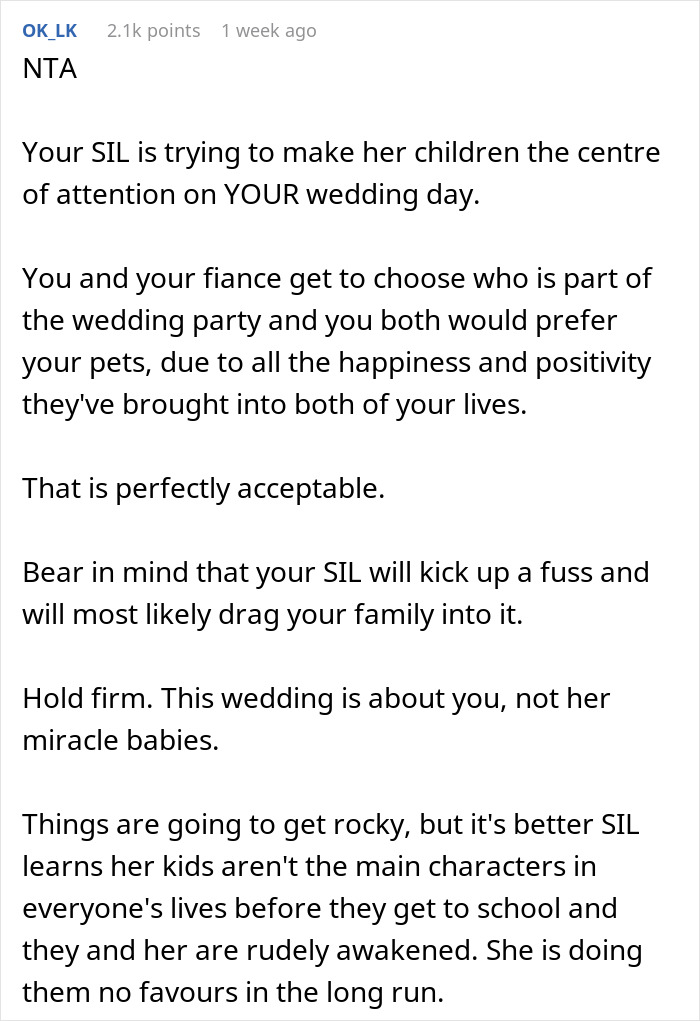 Couple Decide To Use Their Pets To Fill Out Roles In Their Wedding, SIL Is Angry They Didn't Include Her "Rainbow" Kids Instead Couple Decide To Use Their Pets To Fill Out Roles In Their Wedding, SIL Is Angry They Didn't Include Her "Rainbow" Kids Instead