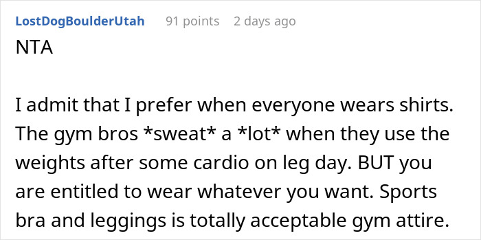 Woman Gets Fat-Shamed At A Gym And Is Ordered To ‘Put On A Shirt’ By Entitled Girl Saying That Her Outfit Is ‘Unsanitary’ Woman Gets Fat-Shamed At A Gym And Is Ordered To ‘Put On A Shirt’ By Entitled Girl Saying That Her Outfit Is ‘Unsanitary’