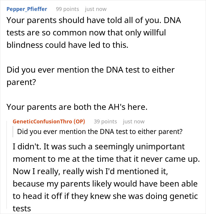 Woman Does A DNA Ancestry Test And Discovers She Isn’t Biologically Related To Her Dad, Cuts Everyone Off And Learns The Truth 5 Years Later Woman Does A DNA Ancestry Test And Discovers She Isn’t Biologically Related To Her Dad, Cuts Everyone Off And Learns The Truth 5 Years Later