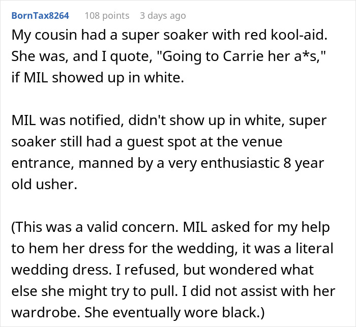 Bride Comes Up With A Brilliant Punishment For Anyone Who Shows Up In White To The Wedding After Seeing What MIL Plans On Wearing Bride Comes Up With A Brilliant Punishment For Anyone Who Shows Up In White To The Wedding After Seeing What MIL Plans On Wearing