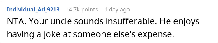 Person Gets Called A Jerk By Their Parents After Teaching Their Uncle A Lesson As He Kept Annoying Them With Drink Requests Person Gets Called A Jerk By Their Parents After Teaching Their Uncle A Lesson As He Kept Annoying Them With Drink Requests