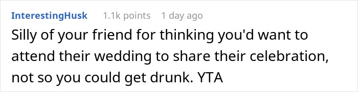 "Am I The Jerk For Being Pissed There Was No Alcohol At A Wedding?" "Am I The Jerk For Being Pissed There Was No Alcohol At A Wedding?"