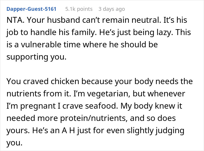 Pregnant Woman Feels Guilty For Ordering Chicken Wings And Upsetting Her Vegetarian MIL, Asks For Advice Online