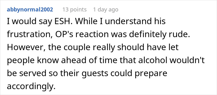 "Am I The Jerk For Being Pissed There Was No Alcohol At A Wedding?" "Am I The Jerk For Being Pissed There Was No Alcohol At A Wedding?"