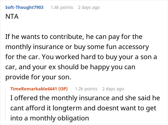Woman Is Told To Let Dad Chip In $160 For The $34k Car She Is Buying Her Son Or Not Buy It At All To Avoid Making Him Feel Bad