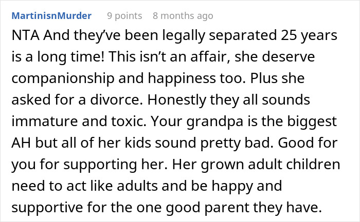 Guy Tells His Entire Family To "Grow Up" After They Got Mad At His 65 Y.O. Grandma For Having A Boyfriend And "Cheating" On Their Dad Guy Tells His Entire Family To "Grow Up" After They Got Mad At His 65 Y.O. Grandma For Having A Boyfriend And "Cheating" On Their Dad
