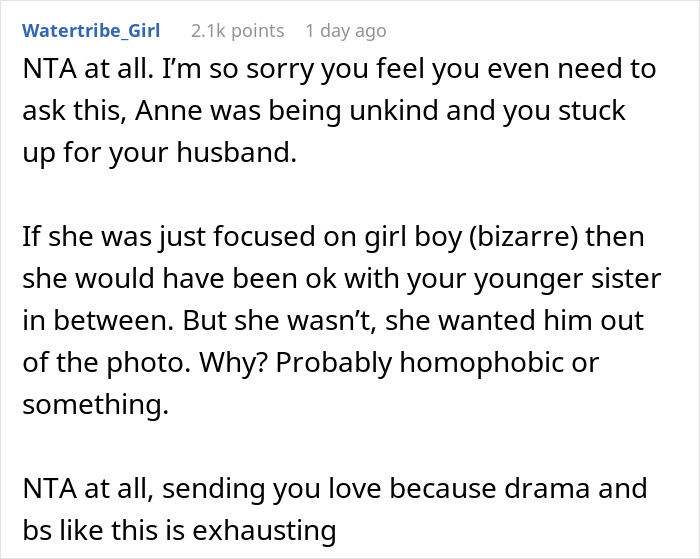 Bride Doesn't Want Brother's Husband "Ruining The Aesthetic" In Wedding Photos, Is Surprised When They Leave The Party Bride Doesn't Want Brother's Husband "Ruining The Aesthetic" In Wedding Photos, Is Surprised When They Leave The Party