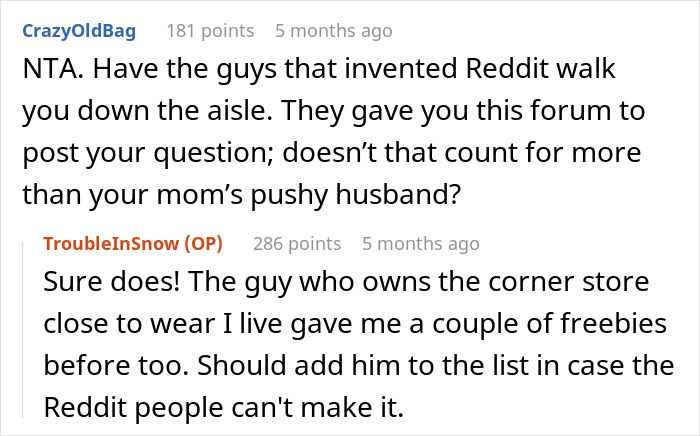 Mom Gets Mad Over Daughter's Refusal To Let Stepdad Walk Her Down The Aisle Mom Gets Mad Over Daughter's Refusal To Let Stepdad Walk Her Down The Aisle