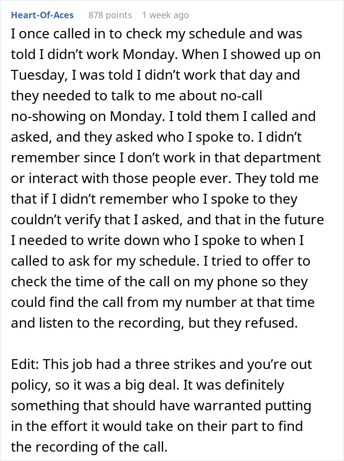 Employee Gets Their Schedule Done By Manager Who “Hates” Them, Wakes Up On Their Day Off To A Voicemail Asking Why They Aren’t At Work