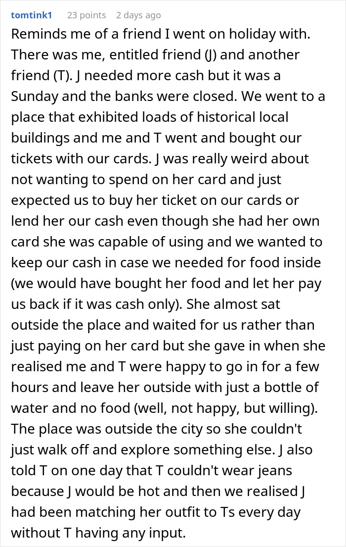Woman Shares Her Experience With A Friend Who Brought Almost No Money On Vacation Woman Shares Her Experience With A Friend Who Brought Almost No Money On Vacation