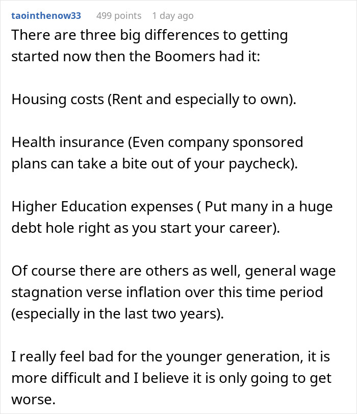 Person Compares What Young Boomers Had Vs. What Young People Have Now, Says The New Generation Is Screwed Person Compares What Young Boomers Had Vs. What Young People Have Now, Says The New Generation Is Screwed