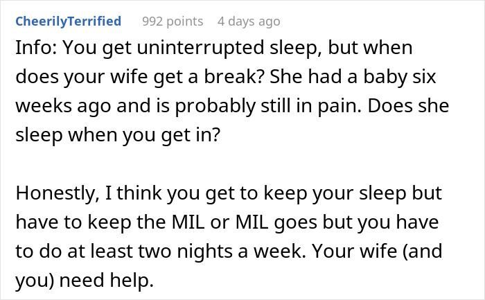 Dad Says His Sleep Is More Important Than Helping With The Baby At Night Because Of His Job, Asks For People's Perspectives Online Dad Says His Sleep Is More Important Than Helping With The Baby At Night Because Of His Job, Asks For People's Perspectives Online