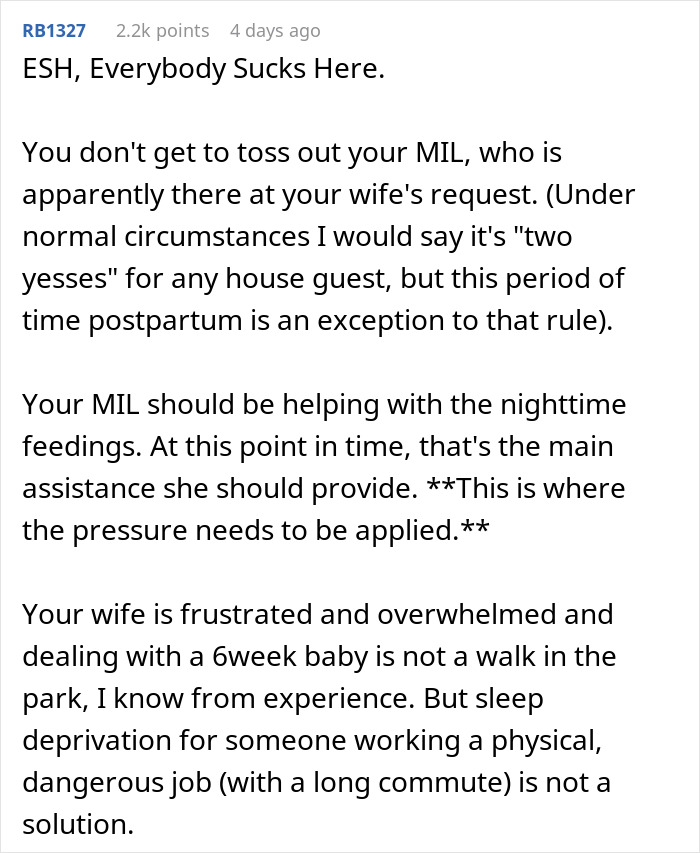 Dad Says His Sleep Is More Important Than Helping With The Baby At Night Because Of His Job, Asks For People's Perspectives Online Dad Says His Sleep Is More Important Than Helping With The Baby At Night Because Of His Job, Asks For People's Perspectives Online