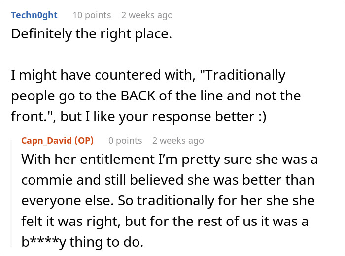 Woman Thinks She’s Entitled To Cut In Line Then Demand Things Be Moved From The Overhead Shelves, So This Man Teaches Her A Lesson Woman Thinks She’s Entitled To Cut In Line Then Demand Things Be Moved From The Overhead Shelves, So This Man Teaches Her A Lesson
