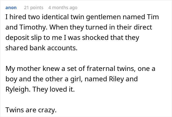 "Brick And Stone Wall": People Share The Most Unfortunate Names Parents Gave Their Twins After Teacher Blasts Her Students' Parents "Brick And Stone Wall": People Share The Most Unfortunate Names Parents Gave Their Twins After Teacher Blasts Her Students' Parents