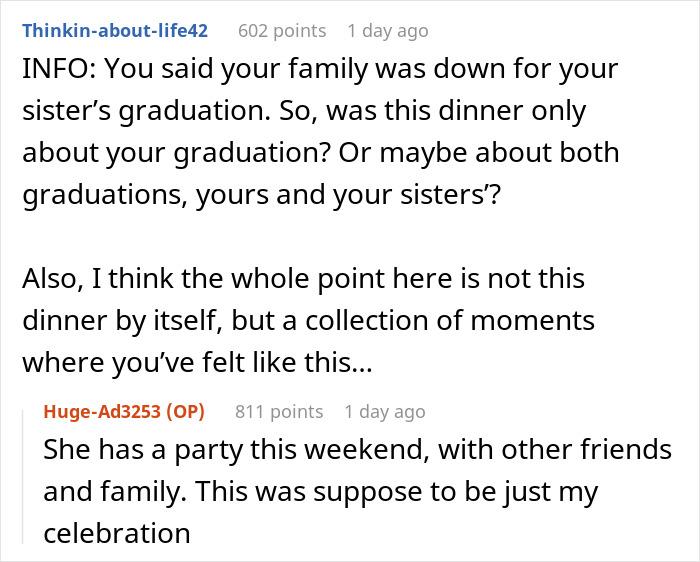 Teen Loses It At Graduation Dinner With Family When The Table Talk Revolves Only Around Her Sister Teen Loses It At Graduation Dinner With Family When The Table Talk Revolves Only Around Her Sister