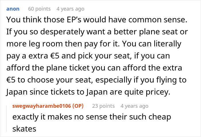 Person Pre-Books An Exit Row Seat, Gets Outraged Discovering Some Entitled Couple Already Took It Person Pre-Books An Exit Row Seat, Gets Outraged Discovering Some Entitled Couple Already Took It