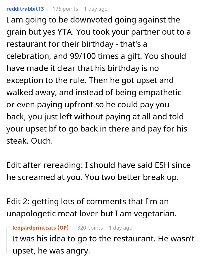 “[Am I The Jerk] For Refusing To Pay For My Bf’s Food On His Birthday And Getting Him Banned From A Restaurant?”