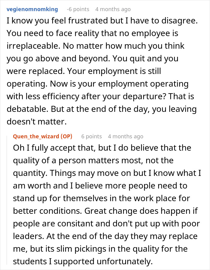 “Oh, I’m Replaceable?”: Teacher Takes Vice Principal At Their Word And Quits During An Education Shortage “Oh, I’m Replaceable?”: Teacher Takes Vice Principal At Their Word And Quits During An Education Shortage