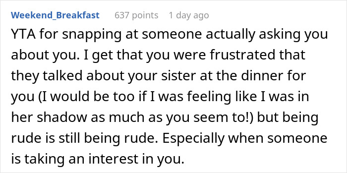 Teen Loses It At Graduation Dinner With Family When The Table Talk Revolves Only Around Her Sister Teen Loses It At Graduation Dinner With Family When The Table Talk Revolves Only Around Her Sister