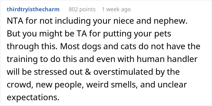 Couple Decide To Use Their Pets To Fill Out Roles In Their Wedding, SIL Is Angry They Didn't Include Her "Rainbow" Kids Instead Couple Decide To Use Their Pets To Fill Out Roles In Their Wedding, SIL Is Angry They Didn't Include Her "Rainbow" Kids Instead