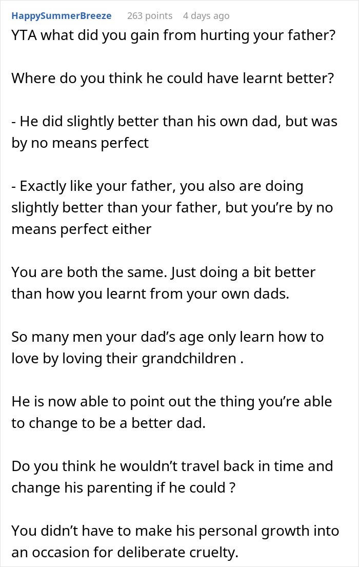 Dad Uses His Kids As Props To Make A Point To His Father That He Was Always Emotionally Distant, Upsetting Everyone