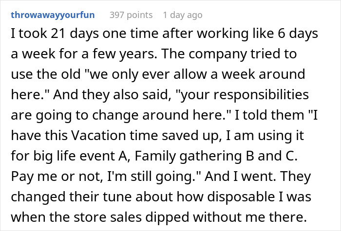 Boss Turns Down This Employee’s Vacation To Europe Because They Feel That Taking 7-9 Days Off Is ‘Unfair’ To Others Boss Turns Down This Employee’s Vacation To Europe Because They Feel That Taking 7-9 Days Off Is ‘Unfair’ To Others