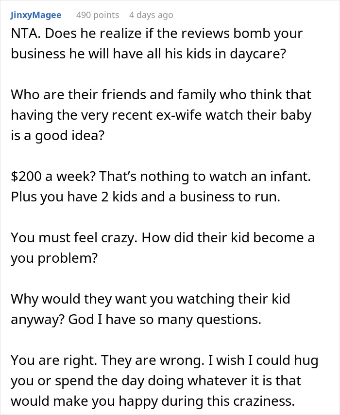 Woman Confronted By Ex Husband's New GF After She Refuses To Watch Their New Baby Woman Confronted By Ex Husband's New GF After She Refuses To Watch Their New Baby