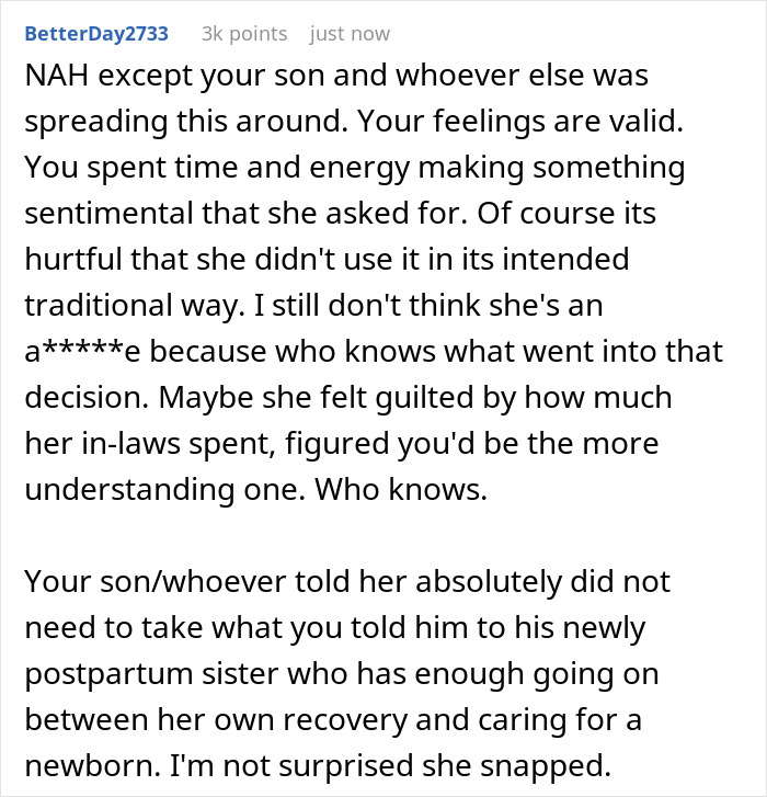 Mother Left ‘Lost’ And ‘Heartbroken’ When Daughter’s Newborn Is Dressed In A Designer Outfit Instead Of Her Handmade Set Mother Left ‘Lost’ And ‘Heartbroken’ When Daughter’s Newborn Is Dressed In A Designer Outfit Instead Of Her Handmade Set