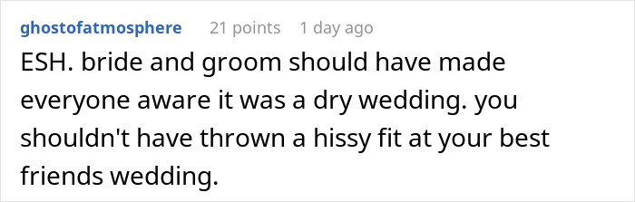 "Am I The Jerk For Being Pissed There Was No Alcohol At A Wedding?" "Am I The Jerk For Being Pissed There Was No Alcohol At A Wedding?"