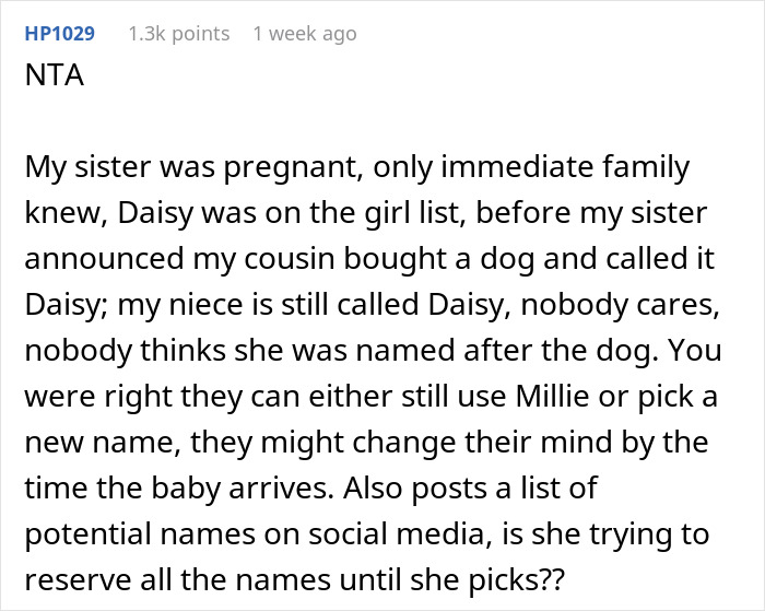 Woman Doesn't Want To Change Her Cat's Name Because Pregnant Cousin Wants To Use It For Her Baby, Wonders If She's Just Being Stubborn
