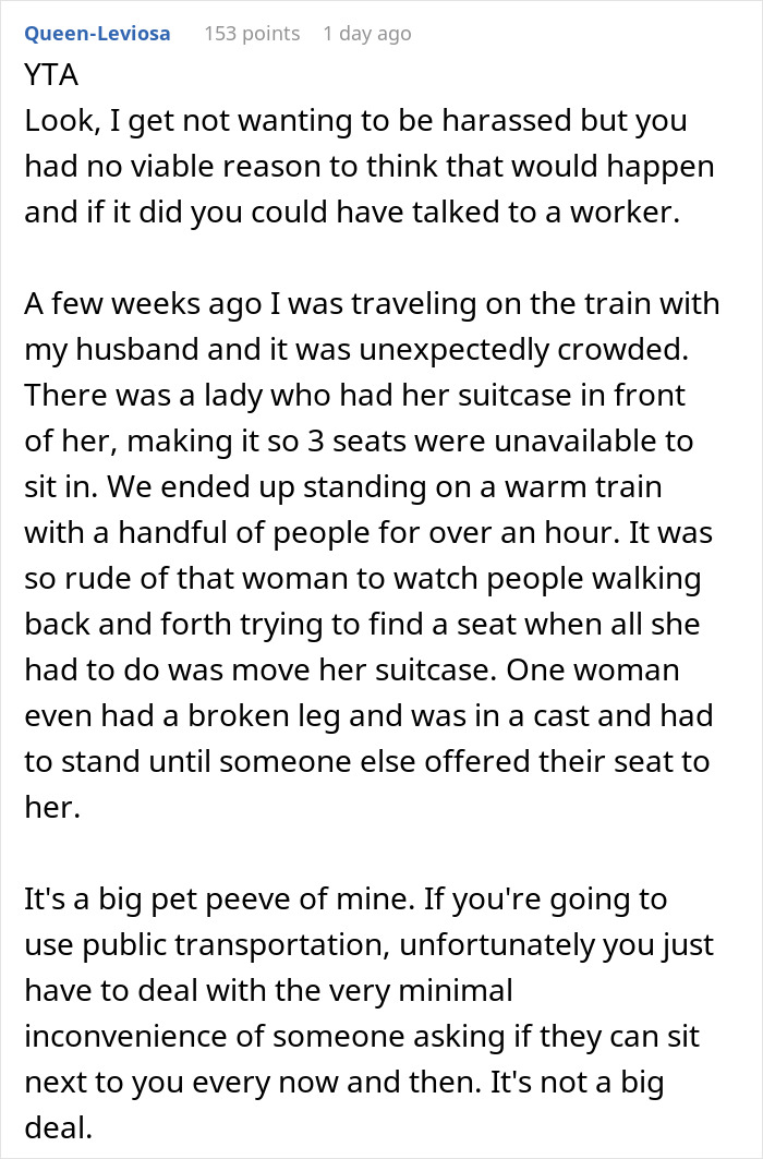 Woman Doesn’t Want Men Sitting Next To Her On A Busy Train, Gets In An Argument When She’s Asked To Move Her Bag From An Empty Seat
