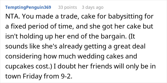 "The Bill Came Out Close To $1800": Woman Wants To Take Bride To Court After She Refused To Babysit Her Child After She Baked Her A Wedding Cake "The Bill Came Out Close To $1800": Woman Wants To Take Bride To Court After She Refused To Babysit Her Child After She Baked Her A Wedding Cake