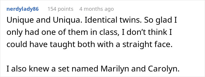 "Brick And Stone Wall": People Share The Most Unfortunate Names Parents Gave Their Twins After Teacher Blasts Her Students' Parents "Brick And Stone Wall": People Share The Most Unfortunate Names Parents Gave Their Twins After Teacher Blasts Her Students' Parents