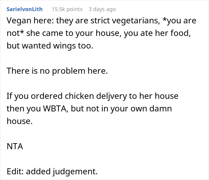 Pregnant Woman Feels Guilty For Ordering Chicken Wings And Upsetting Her Vegetarian MIL, Asks For Advice Online